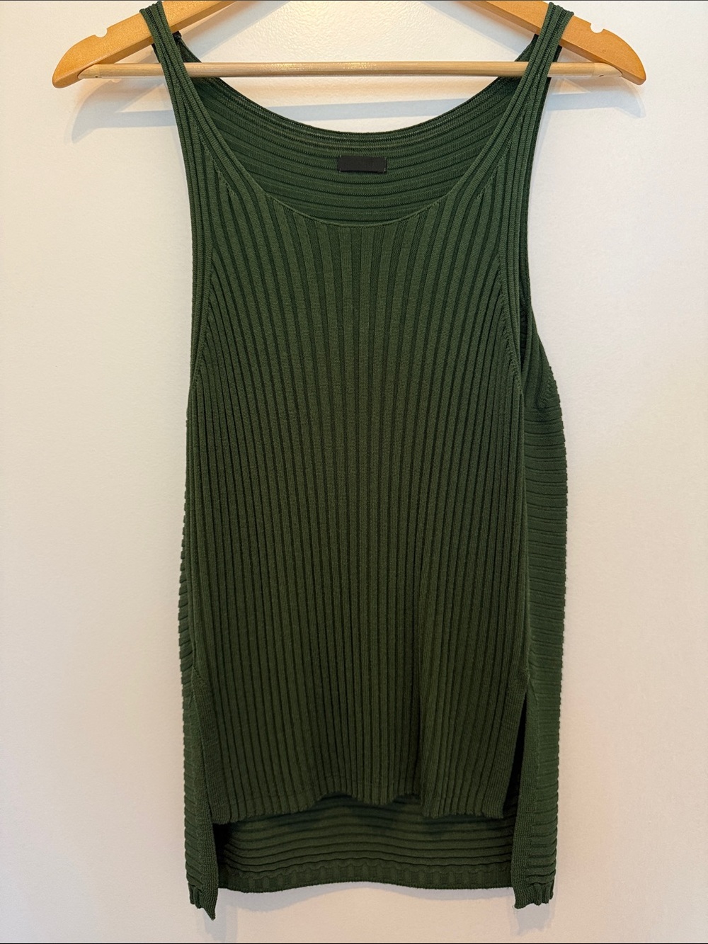 Sleeveless Ribbed Olive Tank Top